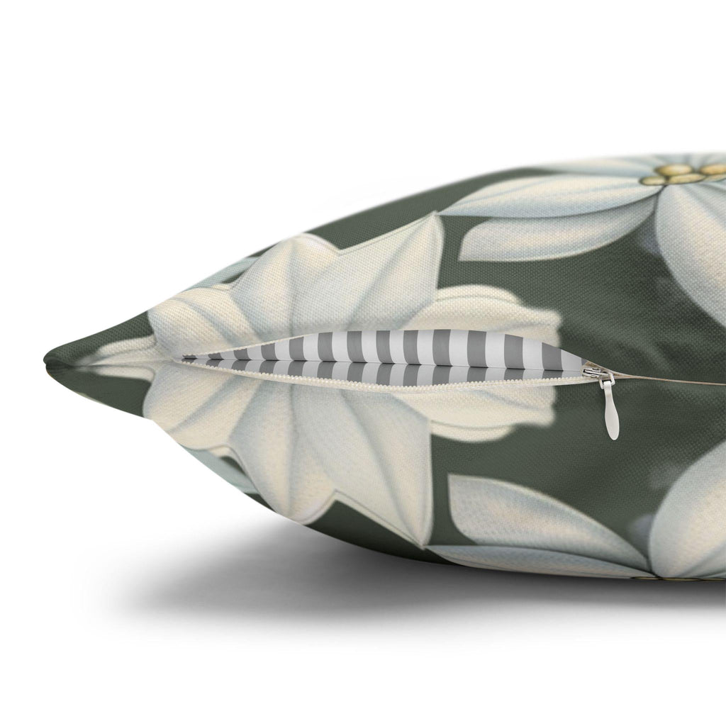 William Morris Inspired Pillow Cover: Botanical White Flowers on Soft Sage