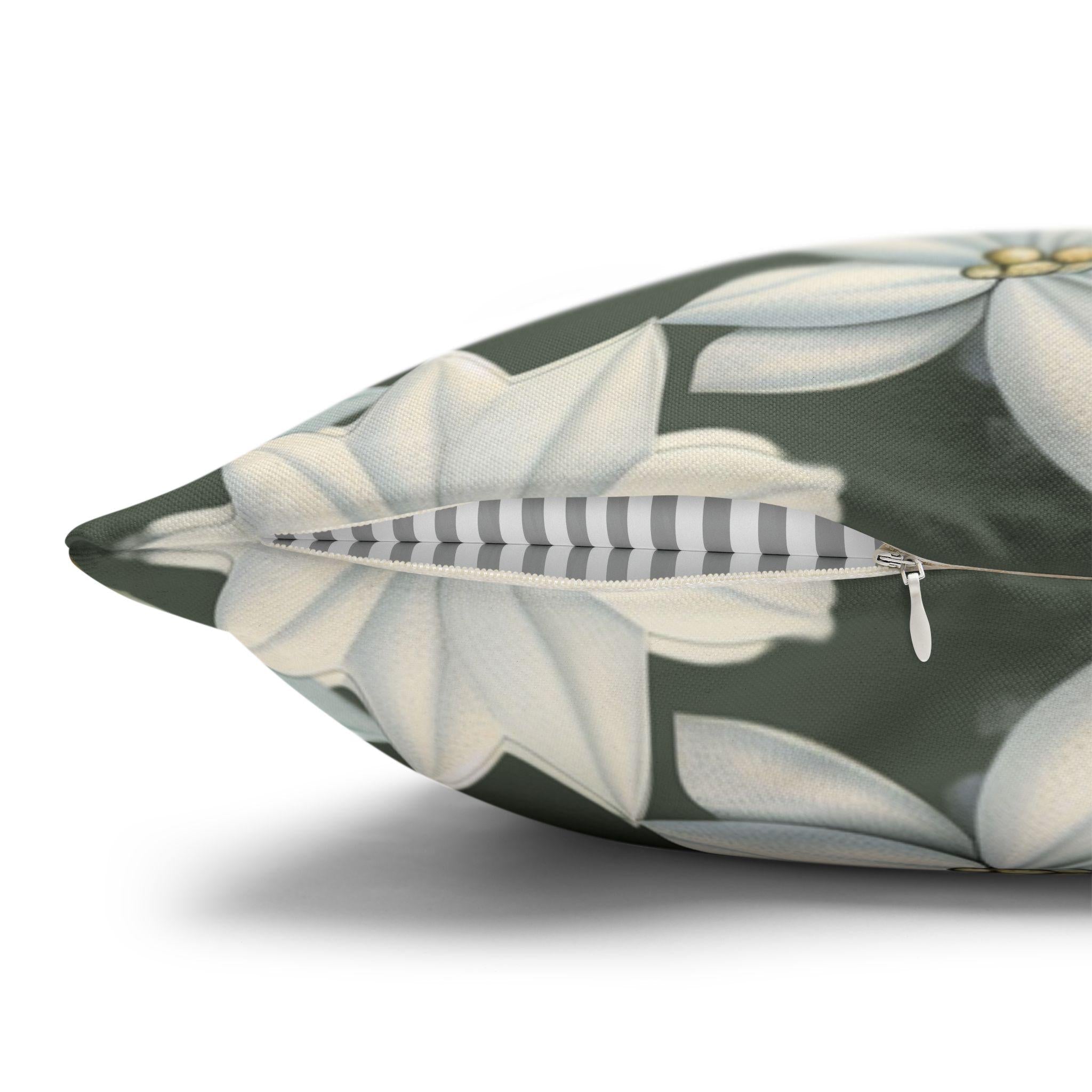William Morris Inspired Pillow Cover: Botanical White Flowers on Soft Sage