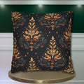 William Morris Christmas Tree Pattern Pillowcase, Golden Red Green Dark Navy Winter Cushion Cover