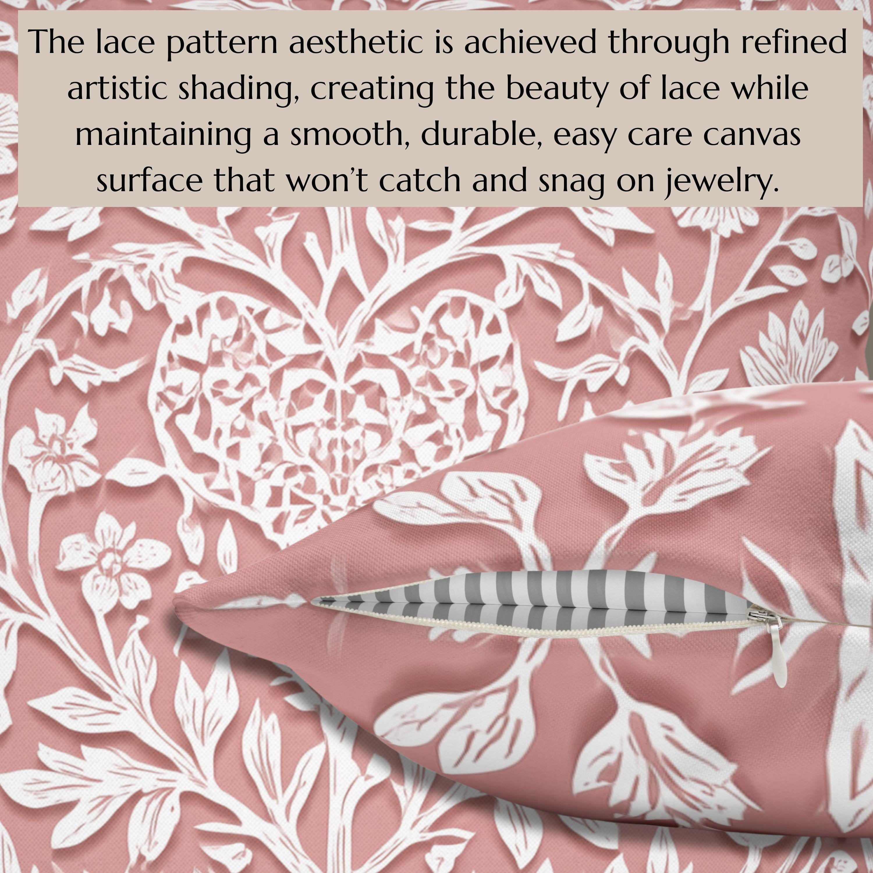William Morris Inspired Heart & Blooms Pillow Cover: Faux Lace Botanical Design