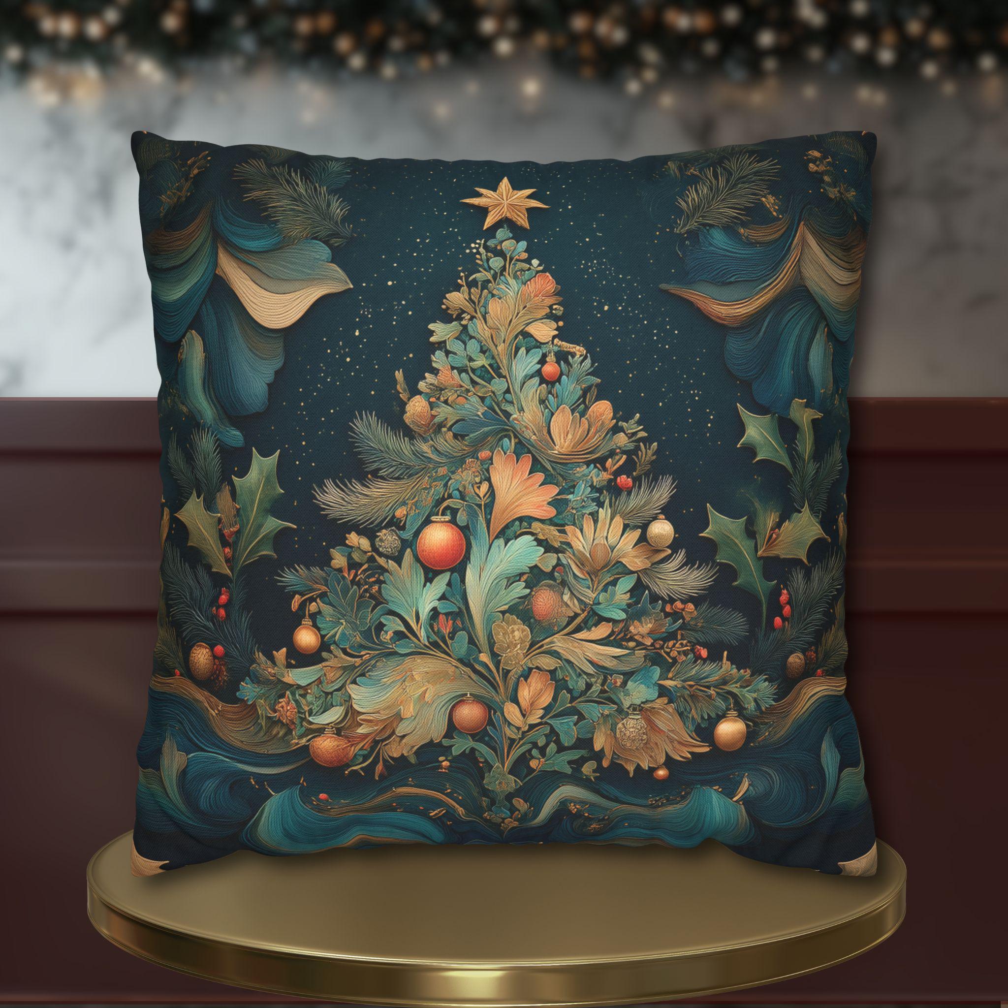 William Morris Inspired Pillow Cover: Antique Tapestry Style Christmas Holiday Decor