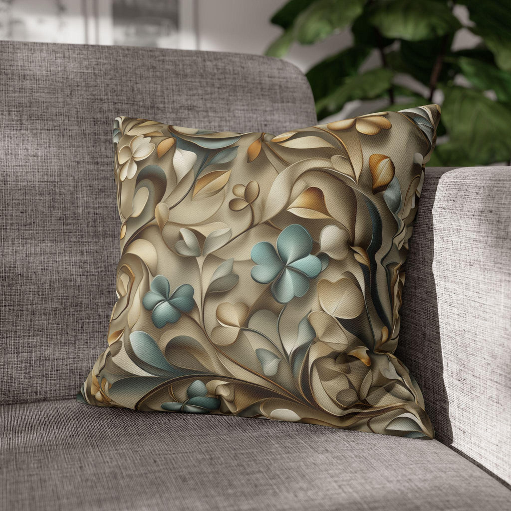 Elegant St. Patrick's Day Shamrock Pillow Cover: William Morris Inspired Botanical Square Cushion Cover