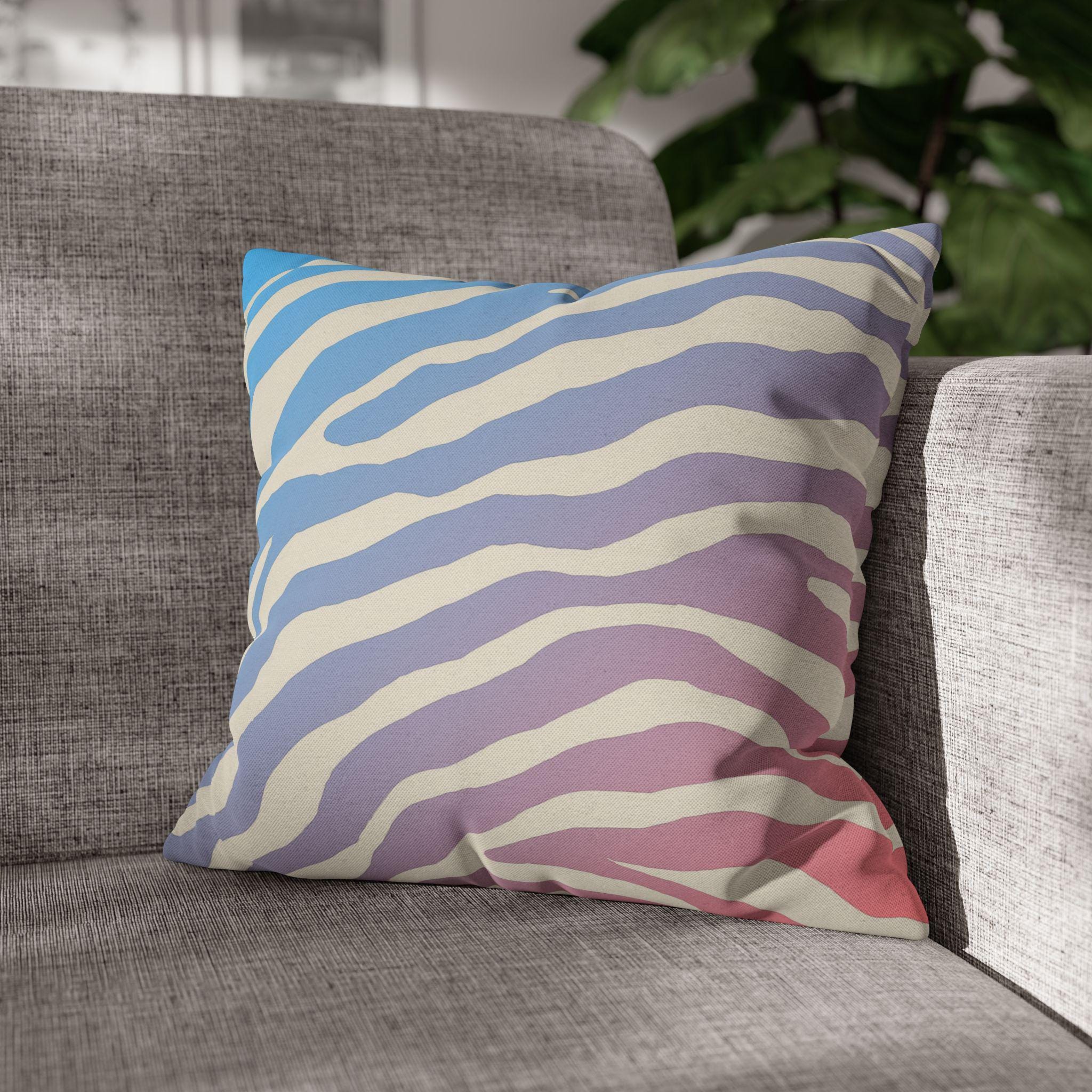 Zebra Stripe Pillow Cover: Cotton Candy Ombre, Pastel Decor