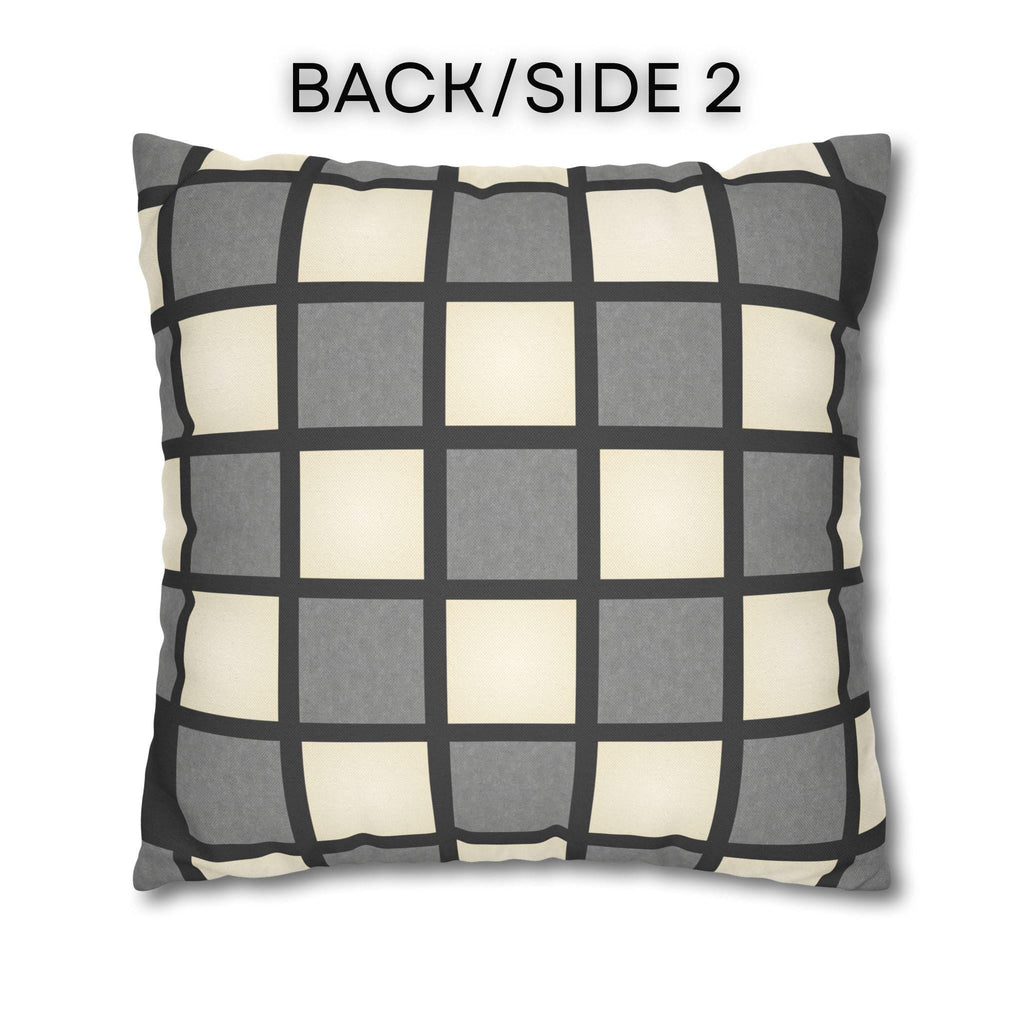 Gray Windowpane Plaid Pillow Cover: Neutral Checkered Contemporary Accent