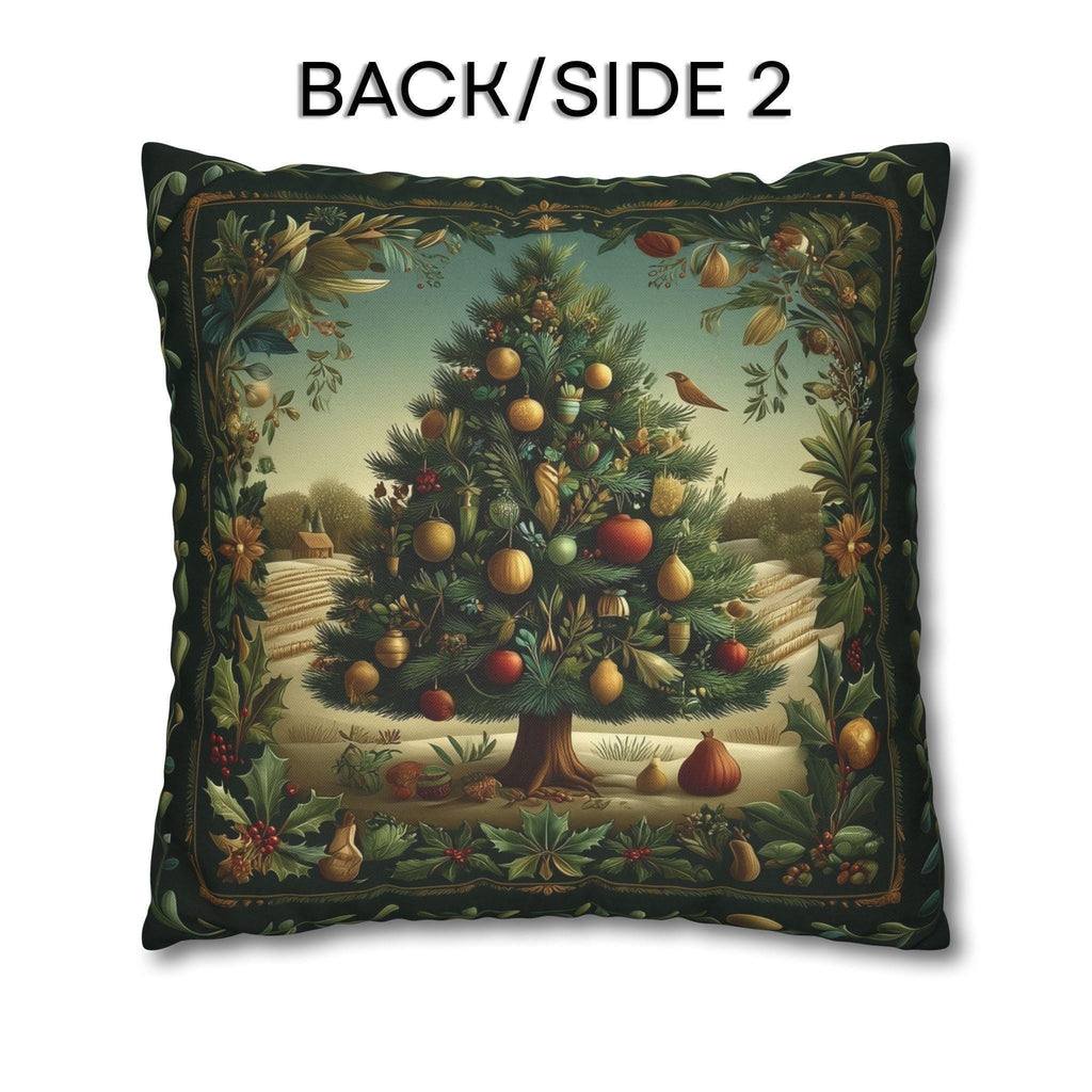 Botanical Christmas Pillow Cover: William Morris Style Decorated Country Farm Tree