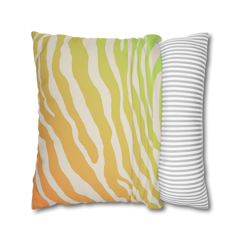 Vibrant Zebra Stripe Pillow Cover: Orange-Lime Gradient Safari Decor for Modern Living Spaces