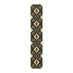 Festive Gold Snowflake Table Runner: Elegant Christmas Dining Decor in Green, Charcoal & Red