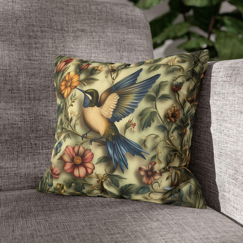 William Morris Hummingbird Pillow Cover: Vintage Garden Inspired Arts and Crafts Floral Accent