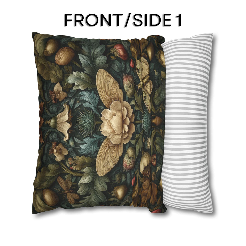 Midnight Morris Moody Pillow Cover: Arts and Crafts Moth Botanical Decor
