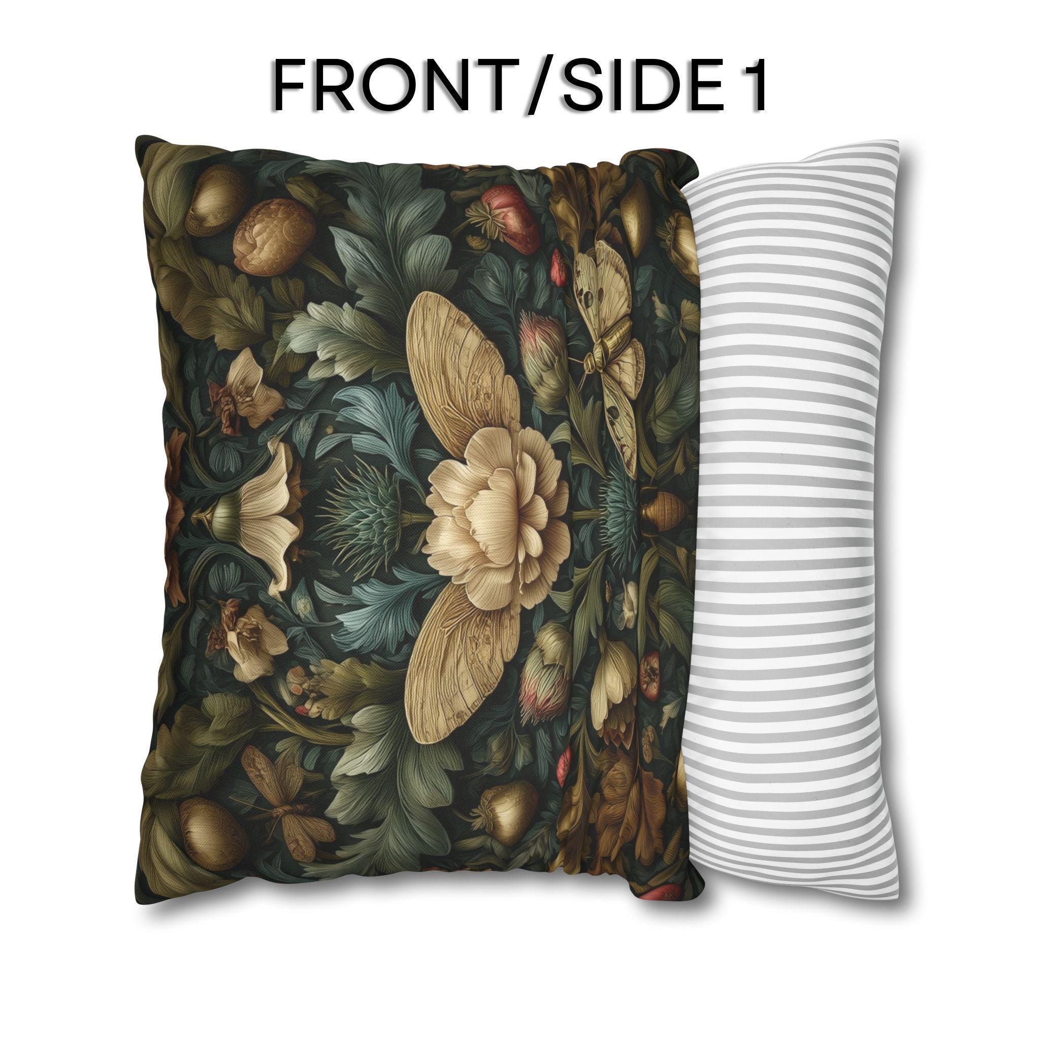 Midnight Morris Moody Pillow Cover: Arts and Crafts Moth Botanical Decor