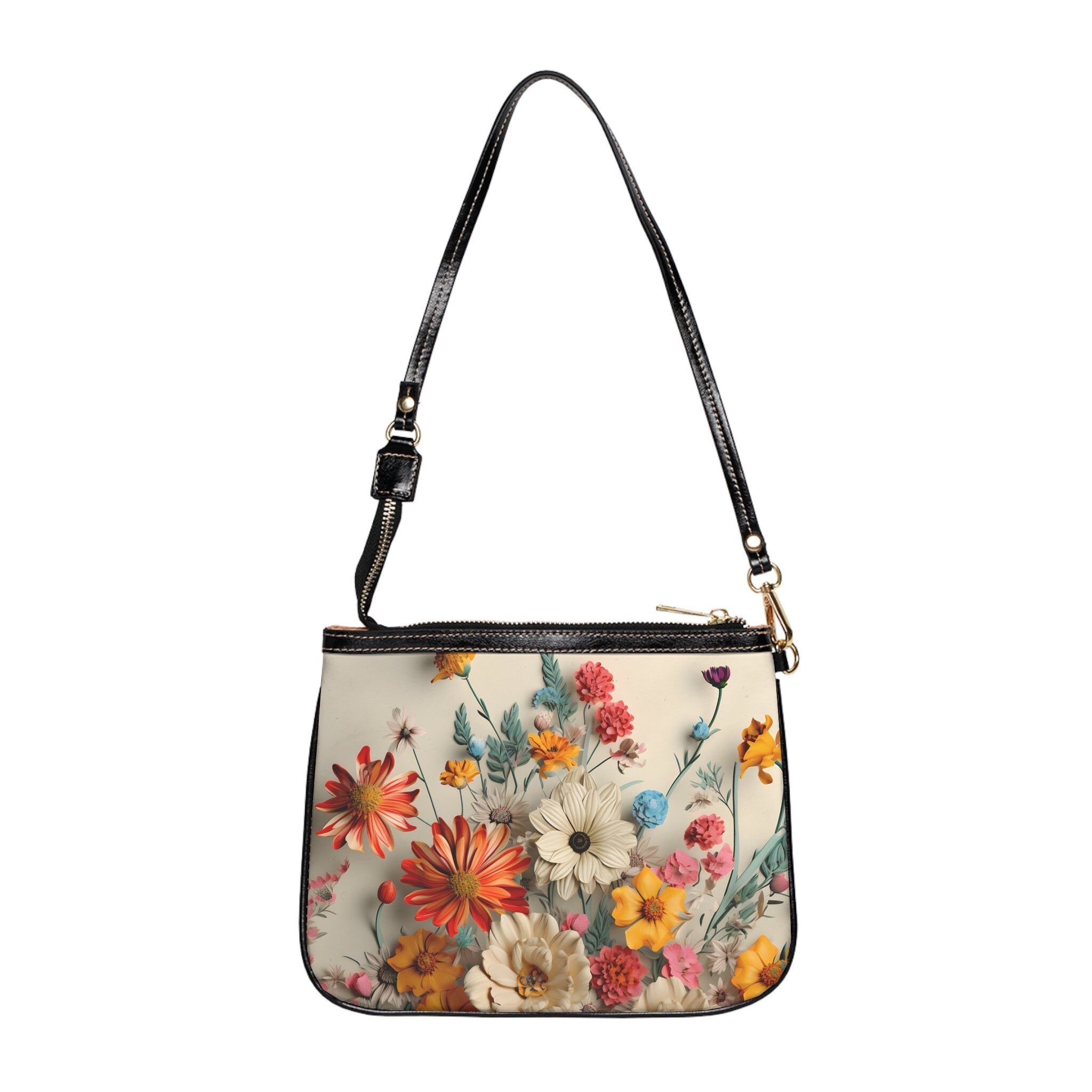 Vintage-Inspired Floral Faux Leather Shoulder Bag: Chic Accessory for Women
