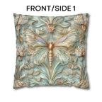 William Morris Butterfly Pillow Cover: Celadon Aqua Pastel Floral Design