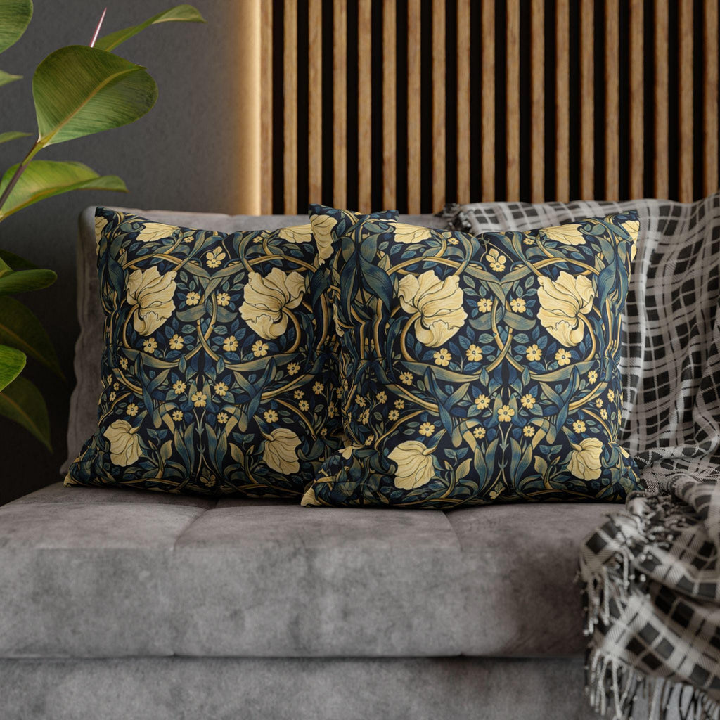 William Morris Pillow Cover: Navy Blue Champagne Vintage Pimpernel Reconstructed