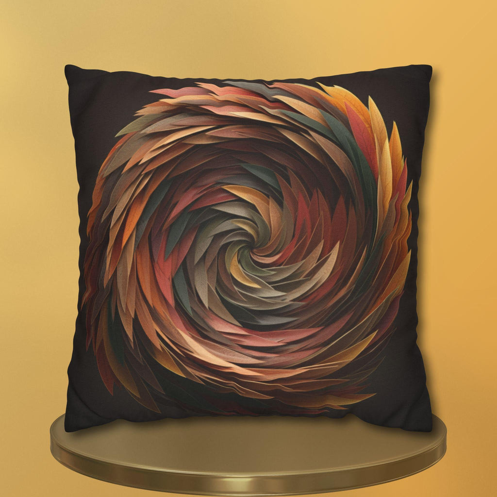 Pillow Cover: Swirling Fall Leaves - Earthy Brown and Orange