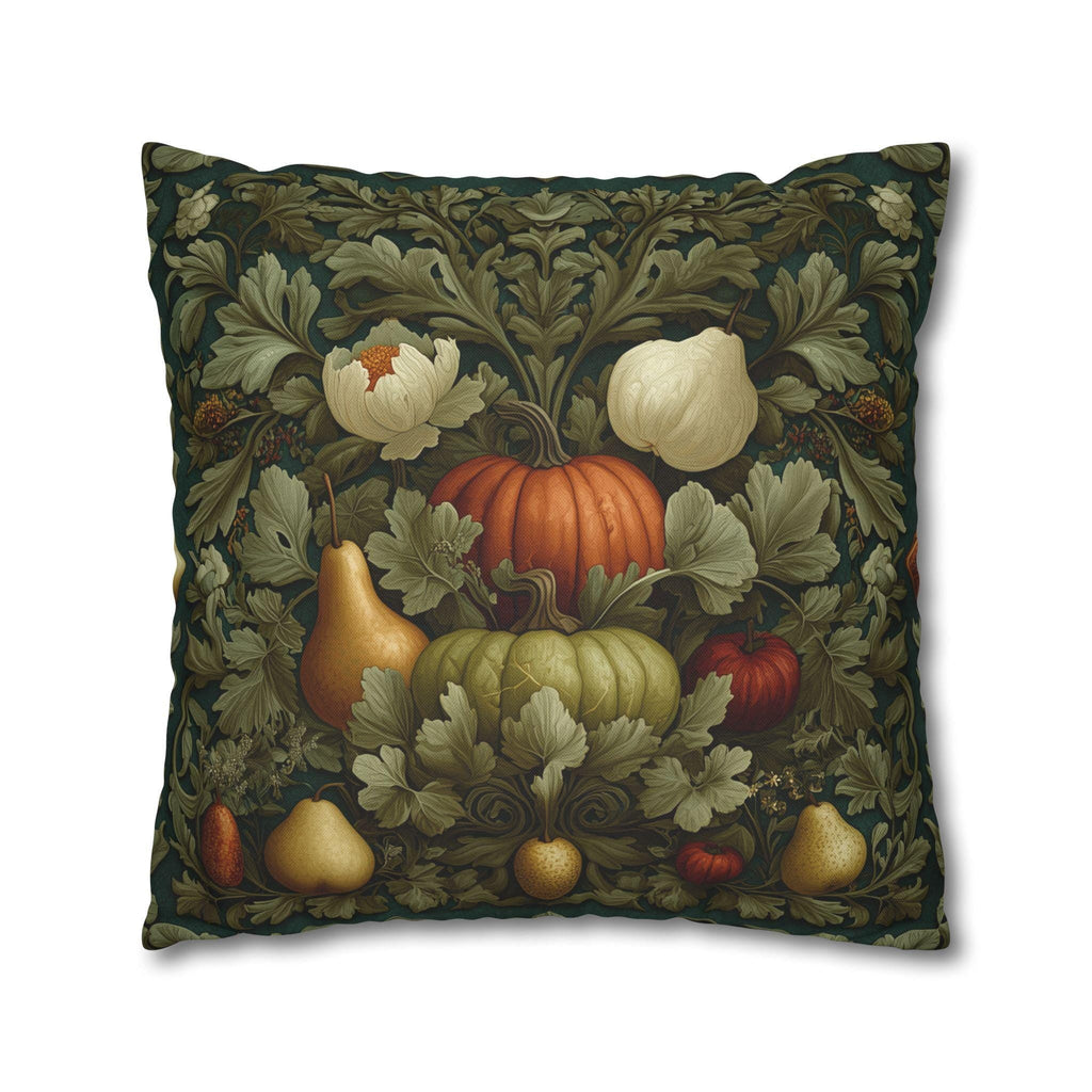 William Morris Botanical Fall Throw Pillow Cover: Green Pumpkin Harvest Tapestry Decor for Fall