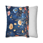 Navy Blue Floral Pillow Cover: Dreamy Garden Accent