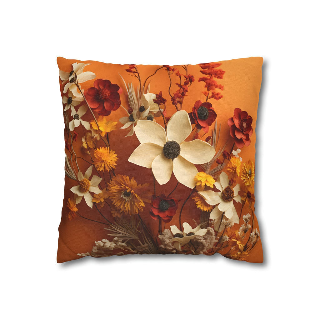 Autumn Wildflower Pumpkin Throw Pillow: Fall Decor, Sofa or Bed