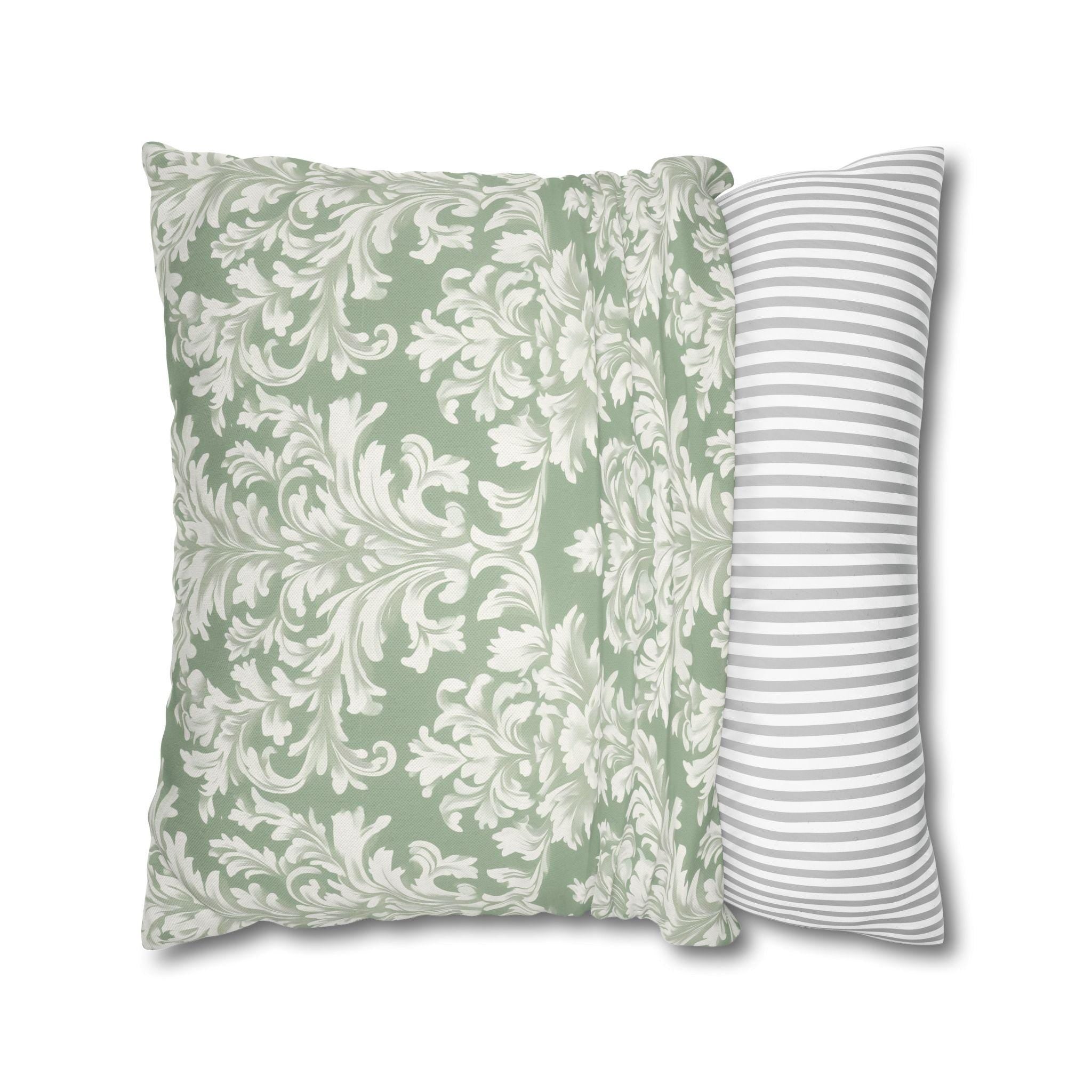 Damask Muted Green Pillow Cover, Elegant Square Cushion Cover