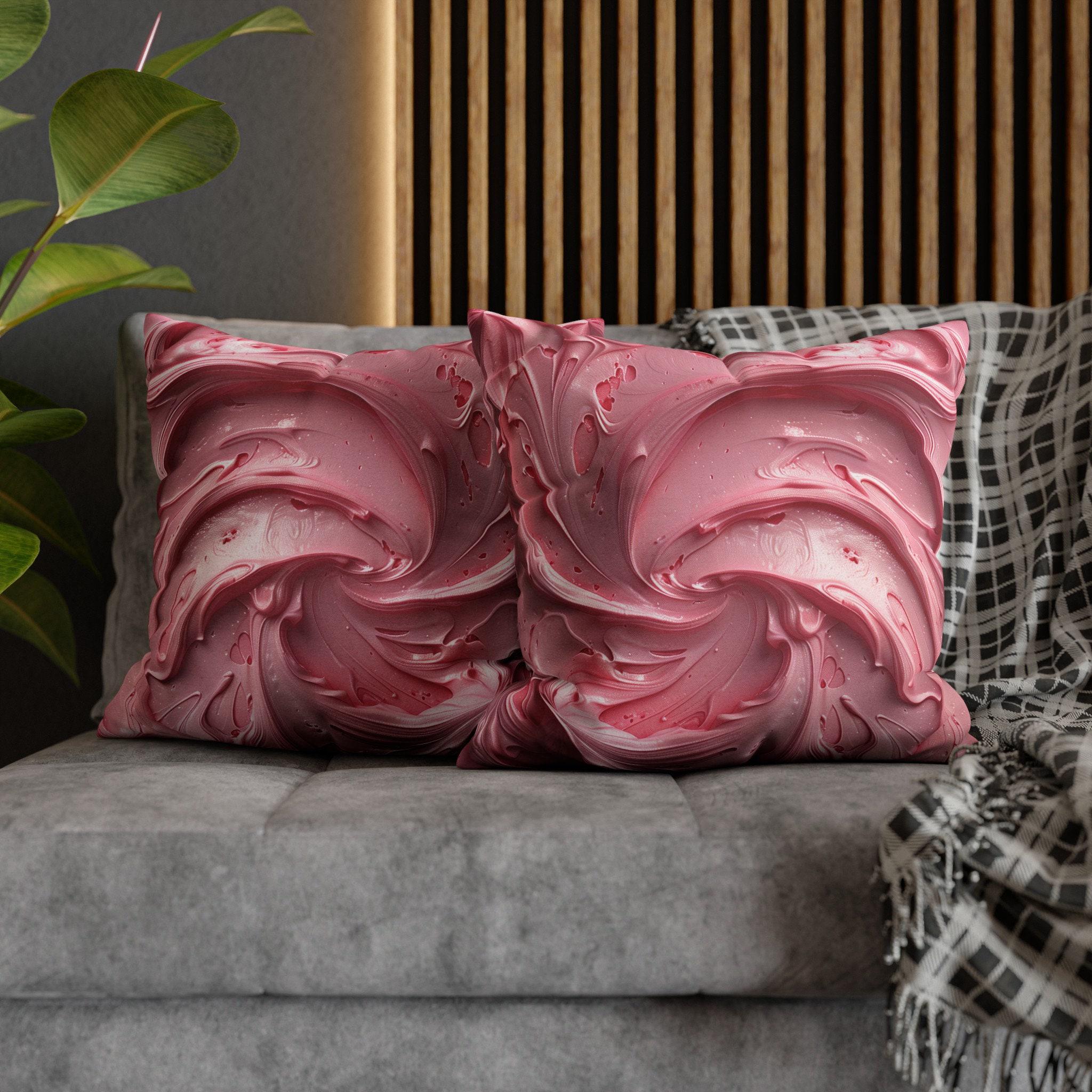 Strawberry Frosting Pillow Cover, Pink Cake Design, Sweet Home Decor