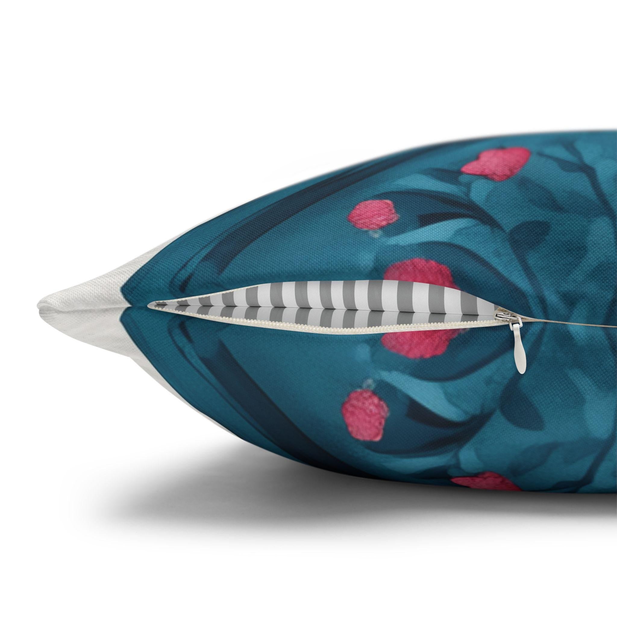 Watercolor Floral Vase Pillow Cover: Boho Home Decor, Teal, Pink
