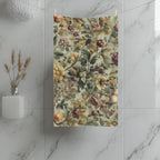 William Morris Inspired Fall Botanical Hand Towel: Sage Mint, Wine, Wheat