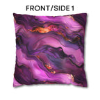 Abstract Plum Pillow Cover: Waves of Amethyst with Copper Fire Colored Accents