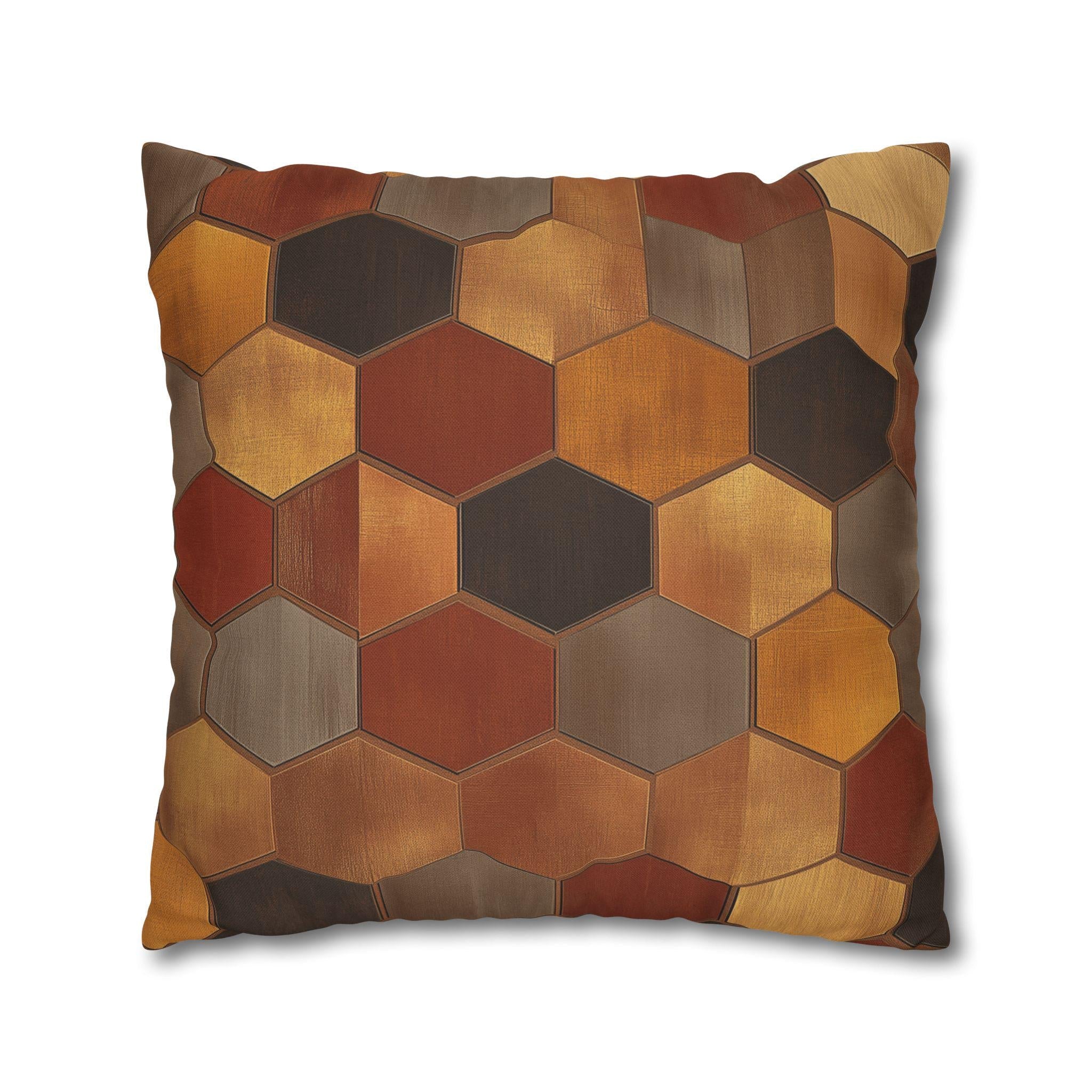 Geometric Hexagon Pillow Cover: Earth Tone Cushion for Modern, Rustic, Mid-Century Decor