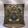 William Morris Inspired Autumn Pillow Cover: Blue Gold & Ivory Botanical Harvest Design