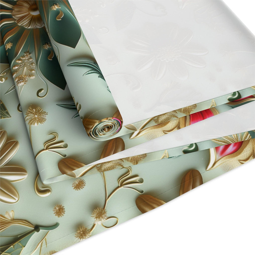 Elegant Christmas Table Runner: Snowflake & Poinsettia Holiday Decor