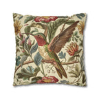 Vintage  Style William Morris Hummingbird Botanical Pillow Cover: Traditional Floral Bird Cushion Home Accent