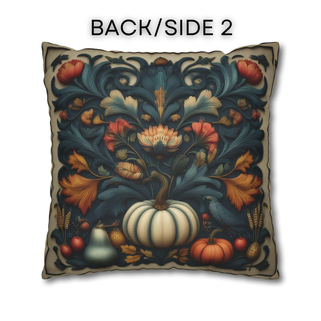 William Morris Autumn Pillow Cover: Cream, Scarlet & Teal Floral Print
