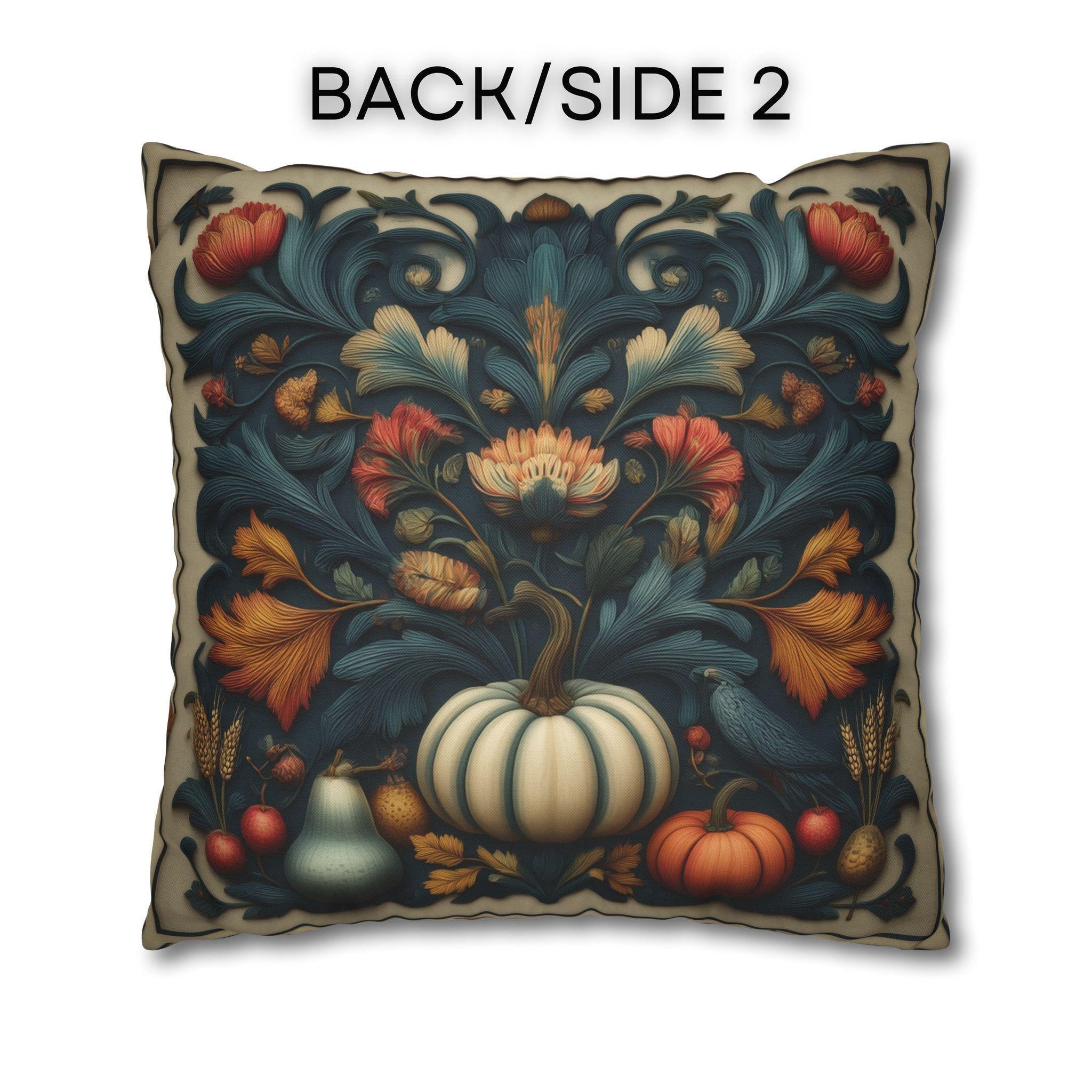 William Morris Autumn Pillow Cover: Cream, Scarlet & Teal Floral Print