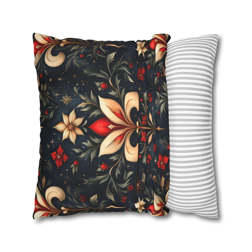 Holiday Fleur-de-lis Pillow Cover: Red Gold Floral Christmas Decor