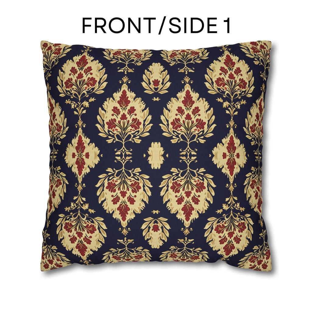Elegant Ikat Pillow Cover: Navy Gold & Red Holiday and Year Round Decor
