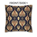 Elegant Ikat Pillow Cover: Navy Gold & Red Holiday and Year Round Decor