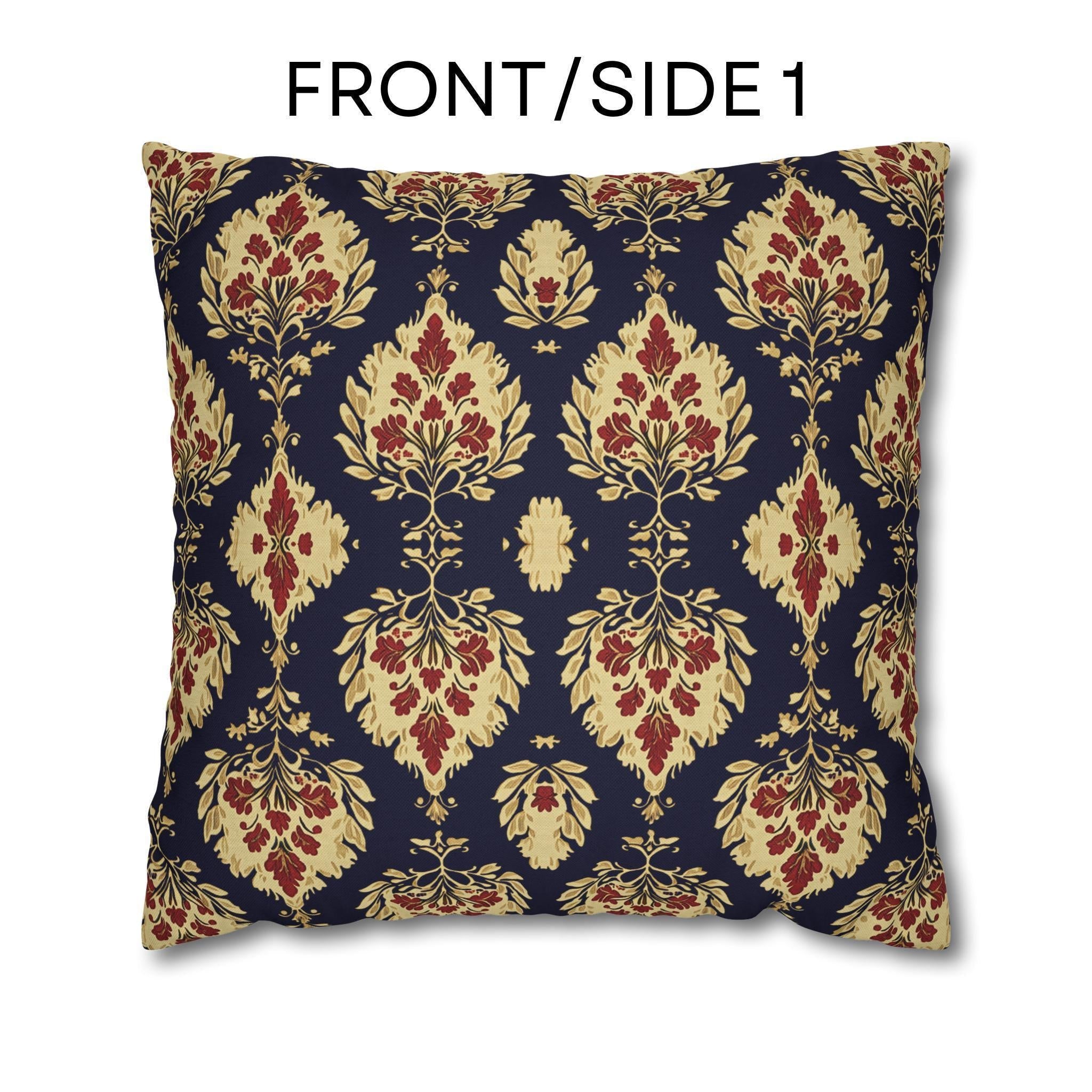 Elegant Ikat Pillow Cover: Navy Gold & Red Holiday and Year Round Decor