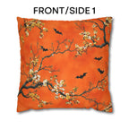 Halloween Chinoiserie Pillow Cover: Bright Orange Five Bats Decor