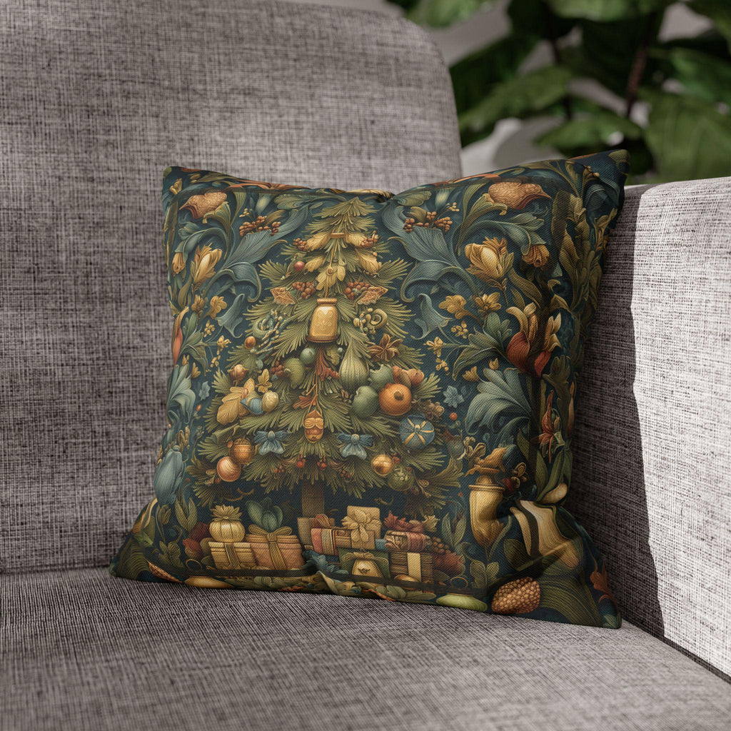 William Morris Inspired Christmas Tree Pillow Cover: Winter Gifts Vintage Style Motif