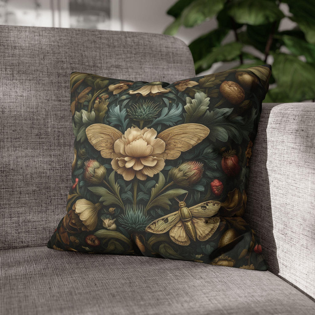 Midnight Morris Moody Pillow Cover: Arts and Crafts Moth Botanical Decor