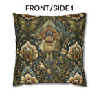 Botanical Damask Throw Pillow Cover: Moody Sage, Teal and Cream Floral