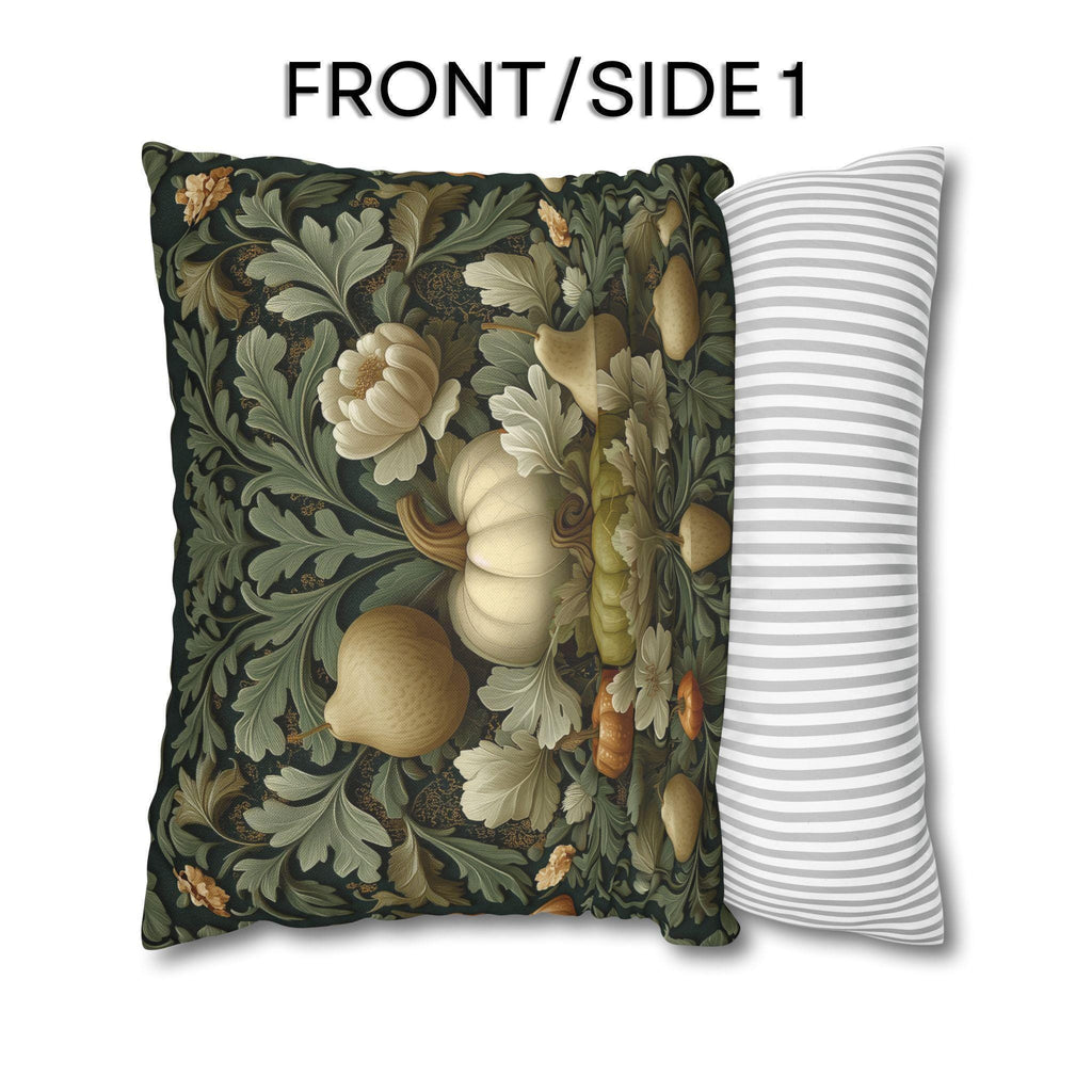 William Morris Inspired Pillow Cover: Vintage Style Autumn Tapestry in Sage and Cream