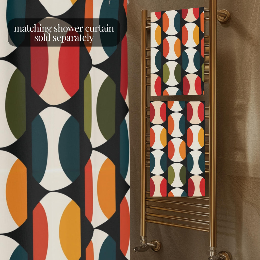 Bauhaus Hand Towel: Retro Mid Century Modern Bold Geometric Design