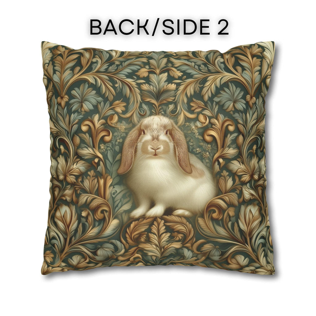 William Morris Woodland Botanical Pillow Cover: American Fuzzy Lop Rabbit