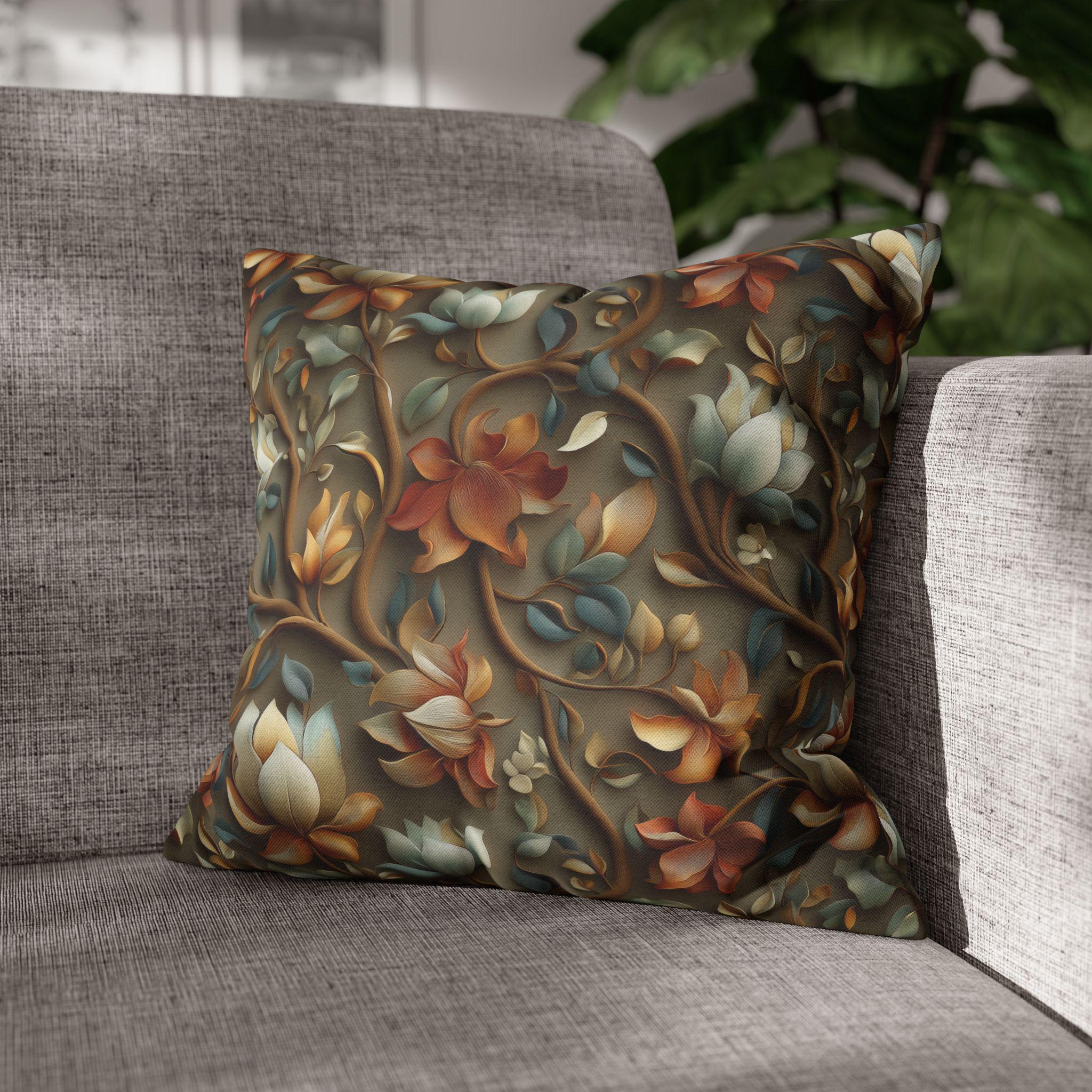 Vintage-Inspired Autumn Floral Pillow Cover: William Morris Style Tapestry Home Accent