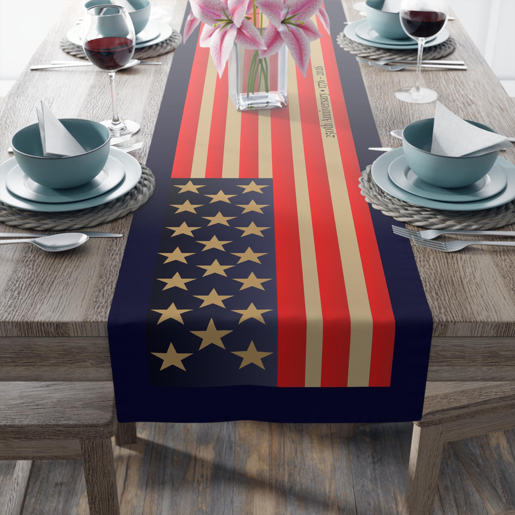 Patriotic Table Runner: US 250th Anniversary - Stylized American Flag 1776-2026