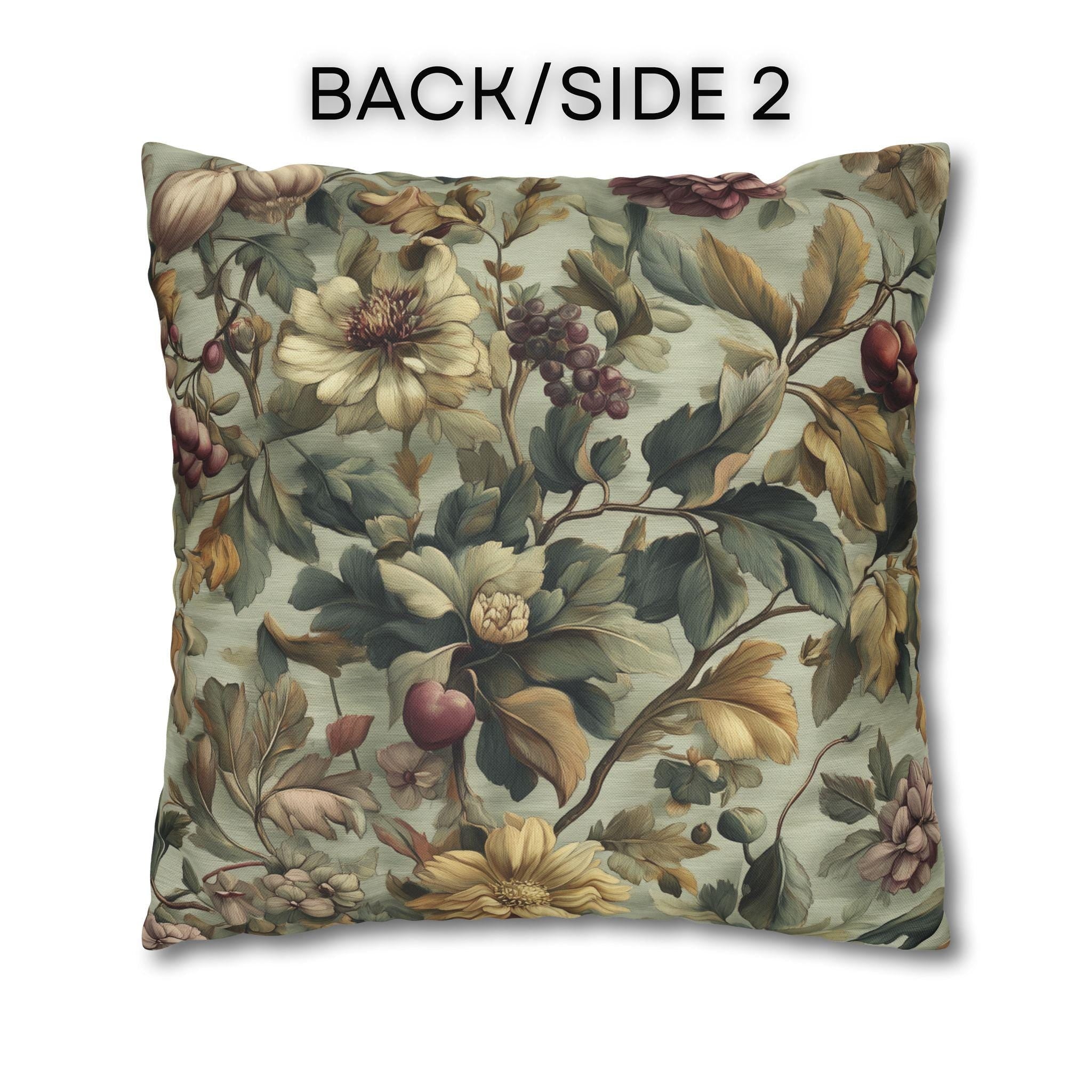 Vintage-Inspired Fall Botanical Pillow Cover: Sage, Wine, Wheat Hues for Cozy Home Decor