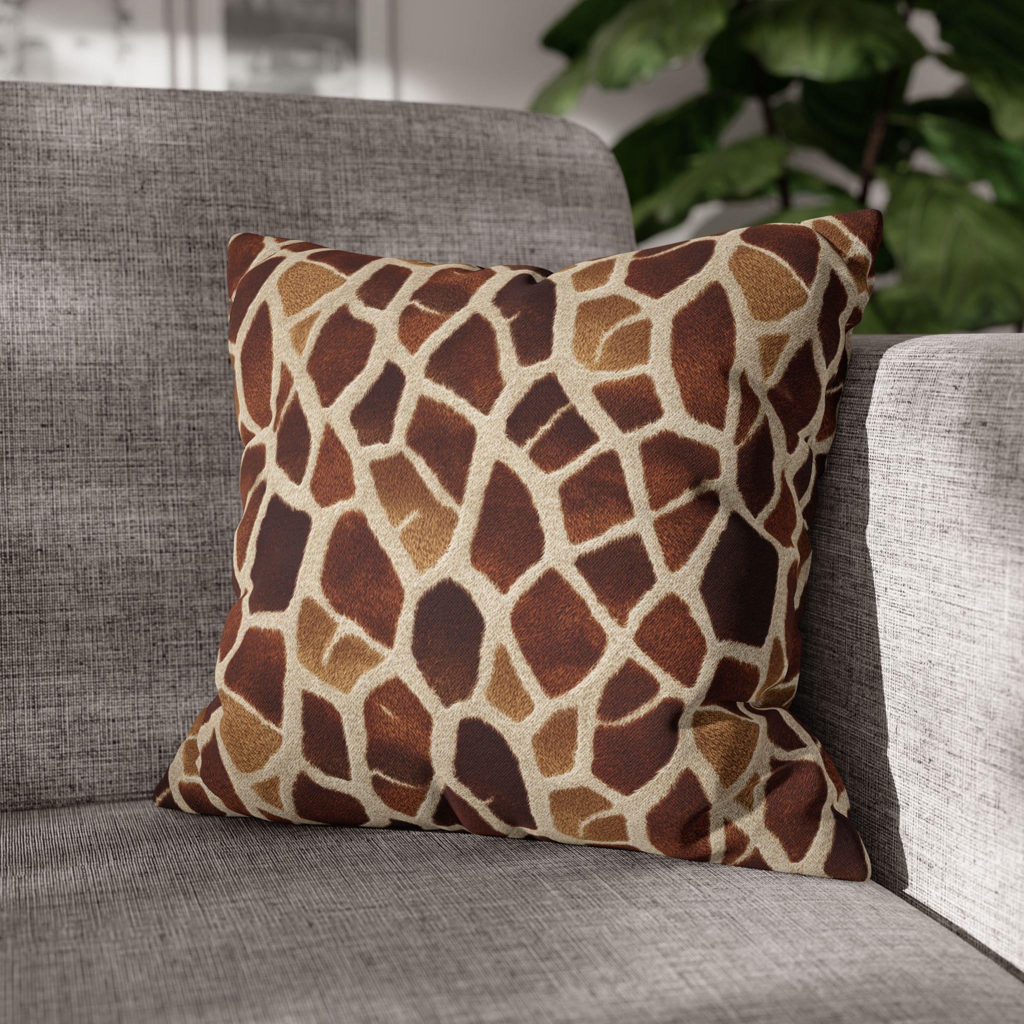 Giraffe Pattern Pillow Cover: Warm Brown and Cream Safari Accent