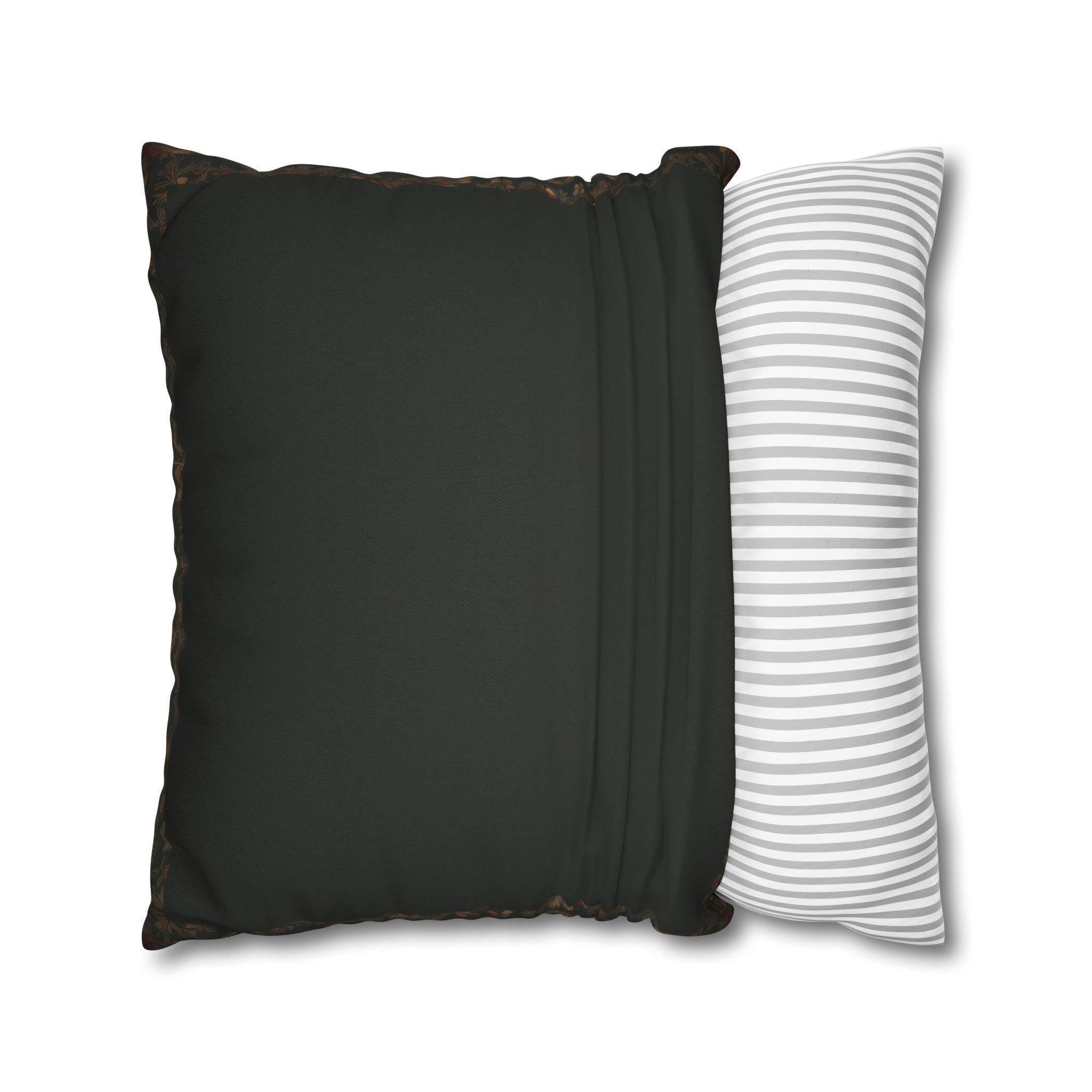 Country Farmhouse Christmas Snowman Pillow Cover with Intricate Botanicals and Vines Border