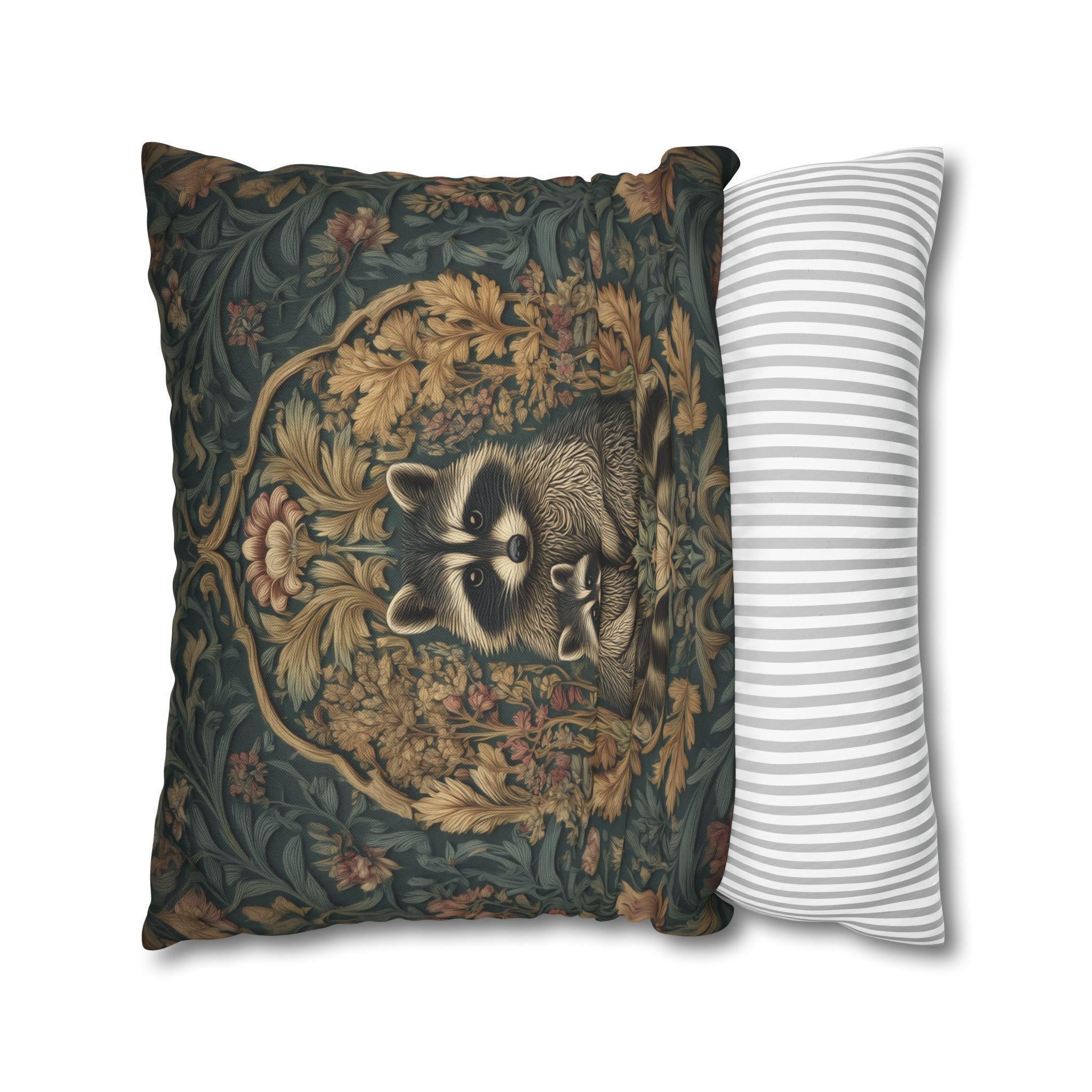 William Morris Raccoon Pillow Cover: Whimsical Woodland Animal Decor