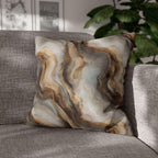 Modern Abstract Pillow Cover: Brown Marble Look with Gold Color Accents